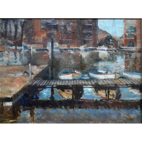 524 - Christopher Glanville (b 1948) - 'Riverside reflections, Kingston upon Thames', oil on canvas, signe... 