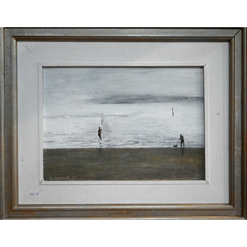 535 - Richard Eurich RA (1903-1992) - 'Beach no IX', oil on board, signed and dated '86 lower left, 21 x 3... 