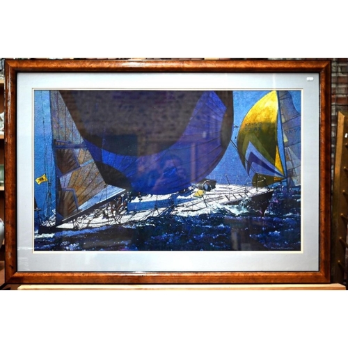 547 - Michael Vaughan (1928-2003) - 'KA.5.2' racing yacht, oil on board, signed, 59 x 98 cm ARR applicable