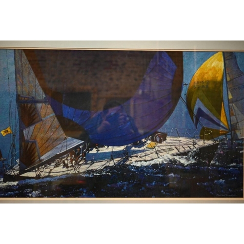 547 - Michael Vaughan (1928-2003) - 'KA.5.2' racing yacht, oil on board, signed, 59 x 98 cm ARR applicable