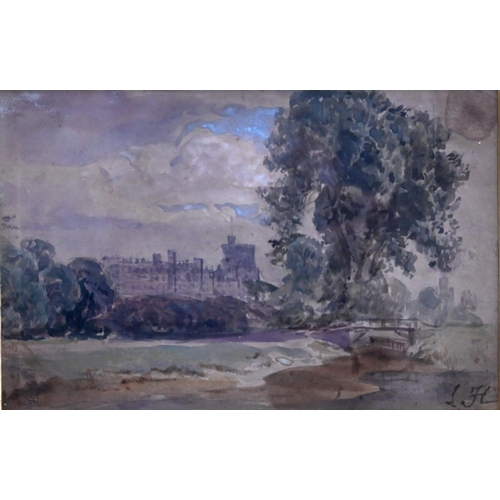 550 - Louis Hague (1806-1885) - 'Windsor', watercolour, signed with initials lower right, 11 x 16 cm