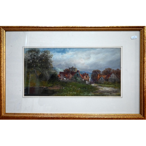 552 - Aubrey Ramus (1895-1950) - A pair of village views, oil on canvas board, indistinctly signed lower r... 