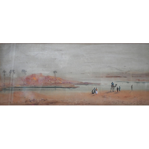 553 - H S Lynton (1886-1912) - 'Cairo', desert scene, watercolour, signed lower right, 26 x 63 cm