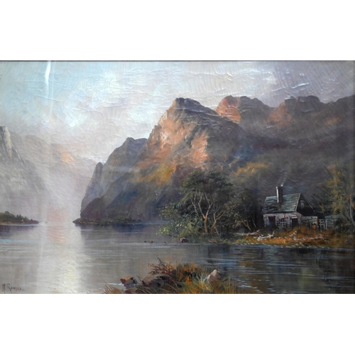 556 - Aubrey Ramus (1895-1950) - A pair - 'Loch Awe' and 'Pass of Glencoe', oil on canvas, signed, 49 x 74... 