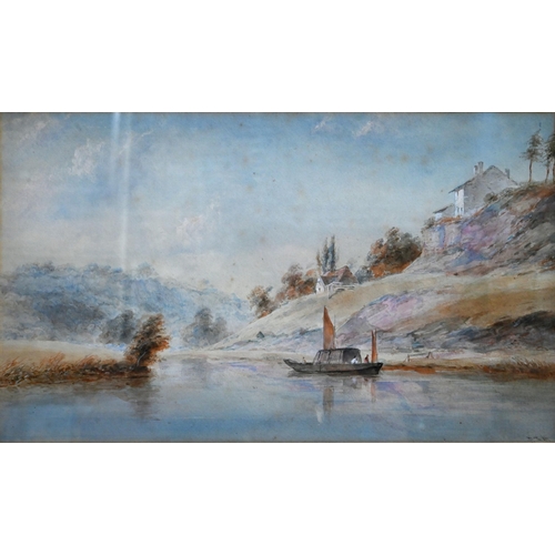 560 - 19th century Continental school - A companion pair of watercolour landscapes, one signed F Fricker l... 