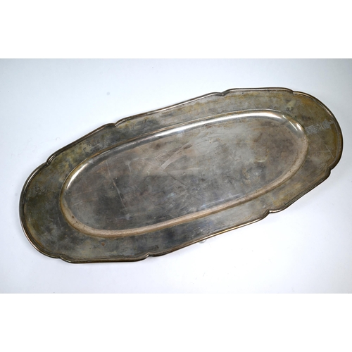 57 - Continental white metal fish-platter, with engraved 'EF' monogram under coronet, stamped 'Marpé Dres... 