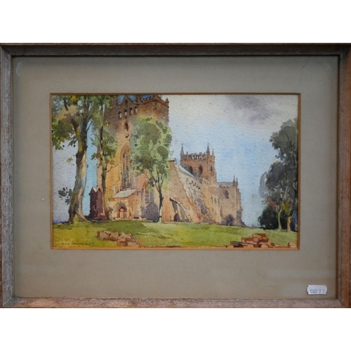 618 - Jack Marriott (1901-1968) - 'Dunfermline Abbey', watercolour, signed, 19 x 30 cm