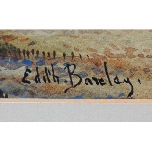 620 - Edith Barclay - A pair of pastoral views - Shepherd and his flock and Cattle and drover, watercolour... 