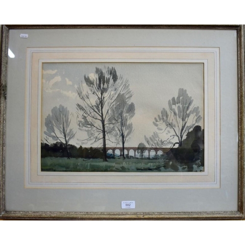 626 - William Dring (1904-1990) - The Viaduct, watercolour, signed, 31 x 46 cm