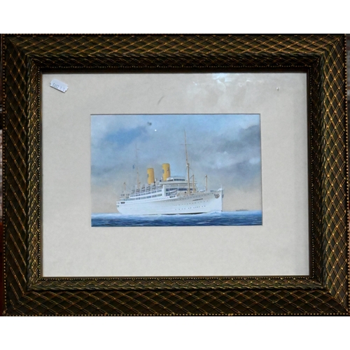 631 - John Batchelor (b 1936) - A set of ten gouache studies of ships - HMS Britannia, Rex, Leviathan (ex ... 