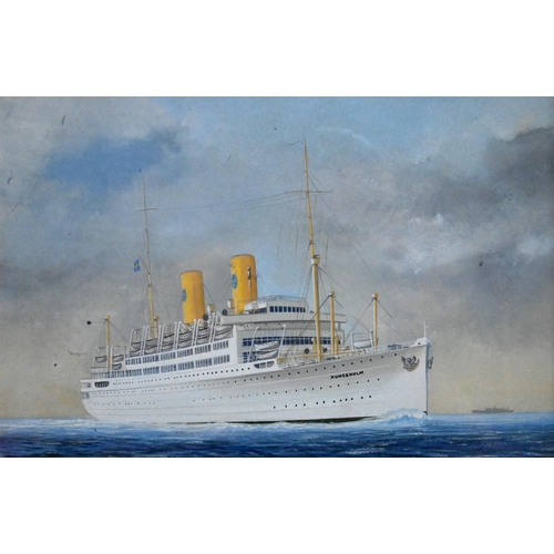 631 - John Batchelor (b 1936) - A set of ten gouache studies of ships - HMS Britannia, Rex, Leviathan (ex ... 