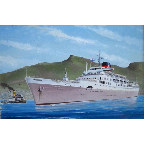 631 - John Batchelor (b 1936) - A set of ten gouache studies of ships - HMS Britannia, Rex, Leviathan (ex ... 