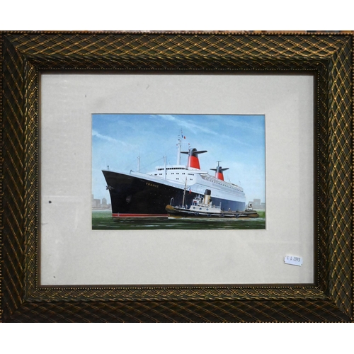 631 - John Batchelor (b 1936) - A set of ten gouache studies of ships - HMS Britannia, Rex, Leviathan (ex ... 