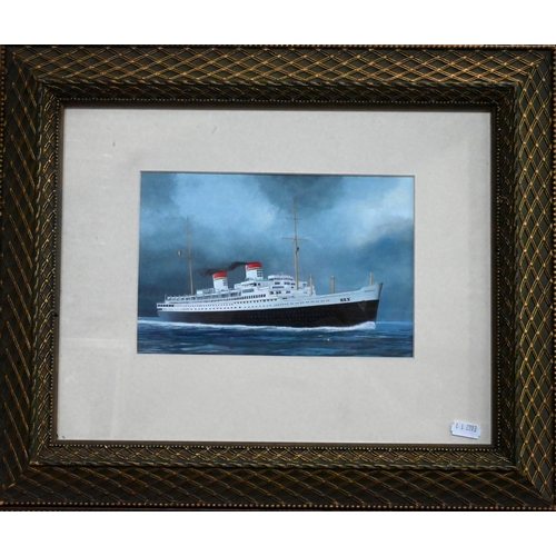 631 - John Batchelor (b 1936) - A set of ten gouache studies of ships - HMS Britannia, Rex, Leviathan (ex ... 