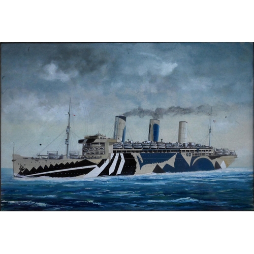 631 - John Batchelor (b 1936) - A set of ten gouache studies of ships - HMS Britannia, Rex, Leviathan (ex ... 