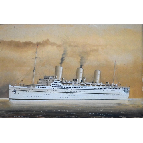 632 - John Batchelor (b 1936) - A set of eleven gouache studies of ships - Liberté, SS United States, Nieu... 