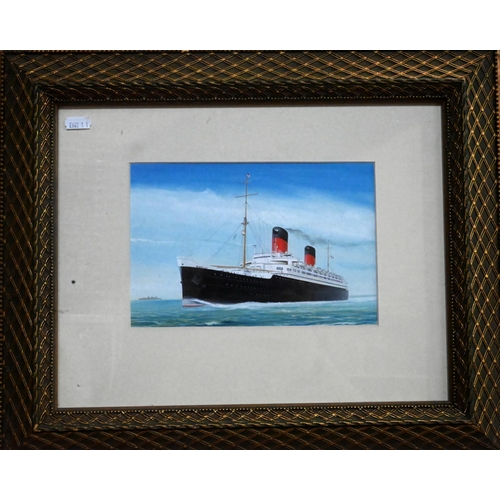 632 - John Batchelor (b 1936) - A set of eleven gouache studies of ships - Liberté, SS United States, Nieu... 