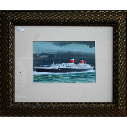 632 - John Batchelor (b 1936) - A set of eleven gouache studies of ships - Liberté, SS United States, Nieu... 