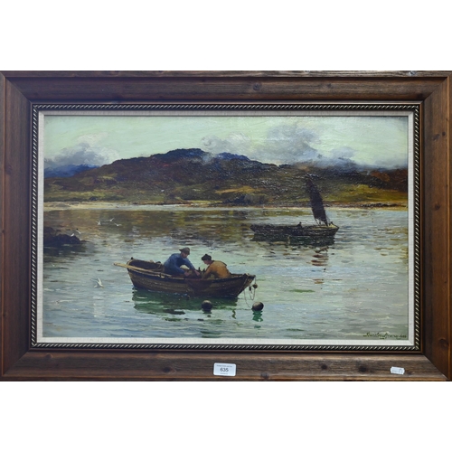 635 - Barclay Henry (act 1891-1946) - 'Fishermen in the Bay', oil on canvas, signed lower right and dated ... 