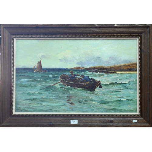 636 - Barclay Henry (act 1891-1946) - 'Lobster Fisherman', oil on canvas, signed lower right, 40 x 65 cm, ... 