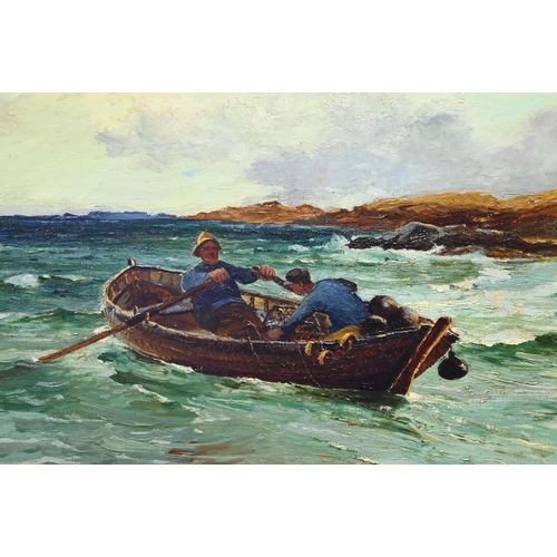 636 - Barclay Henry (act 1891-1946) - 'Lobster Fisherman', oil on canvas, signed lower right, 40 x 65 cm, ... 