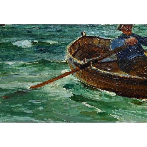 636 - Barclay Henry (act 1891-1946) - 'Lobster Fisherman', oil on canvas, signed lower right, 40 x 65 cm, ... 