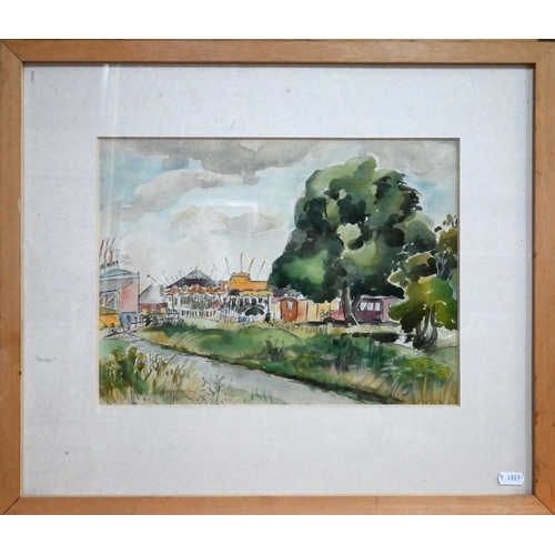 655 - Sylvia A Aldbergham - Two watercolours - 'Hampstead Fair', circa 1937, 25 x 34 cm and 23 x 30 cm (2)