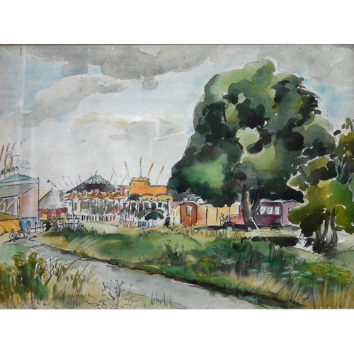 655 - Sylvia A Aldbergham - Two watercolours - 'Hampstead Fair', circa 1937, 25 x 34 cm and 23 x 30 cm (2)