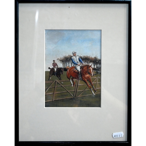 664 - Dixon - A trio of horse racing studies, gouache, signed, 12 x 17 cm