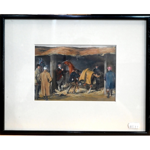 664 - Dixon - A trio of horse racing studies, gouache, signed, 12 x 17 cm