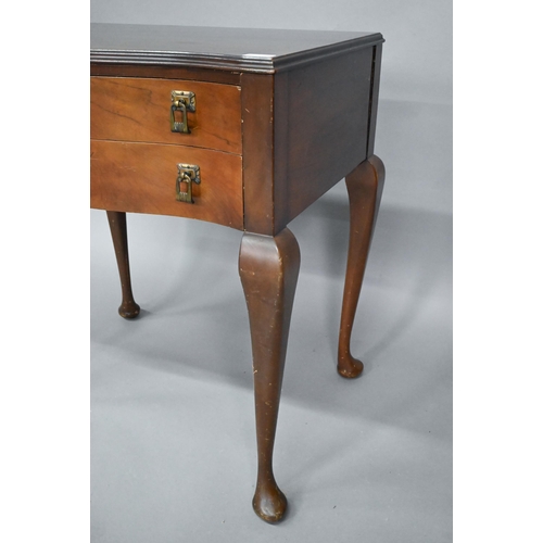 67 - A walnut canteen table, the two drawers fitted with an extensive and complete set of Elkington Plate... 