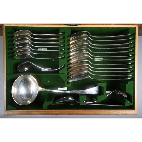 7 - An oak canteen containing a set of epns Old English Pattern flatware for twelve settings to/w cutler... 