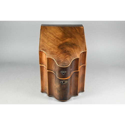 806 - A Georgian mahogany serpentine form stationary box (knife box)