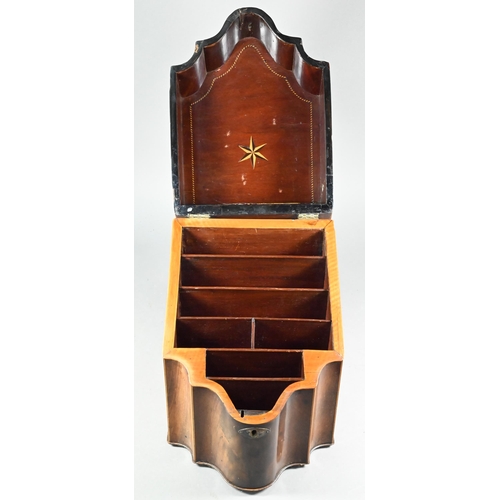 806 - A Georgian mahogany serpentine form stationary box (knife box)