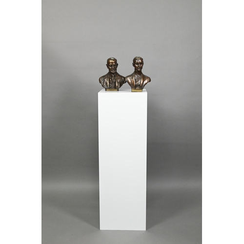 948 - A pair of bronzed busts, Charles Stewart Rolls and Frederick Henry Royce, signed 'Elton', 22 cm (2)