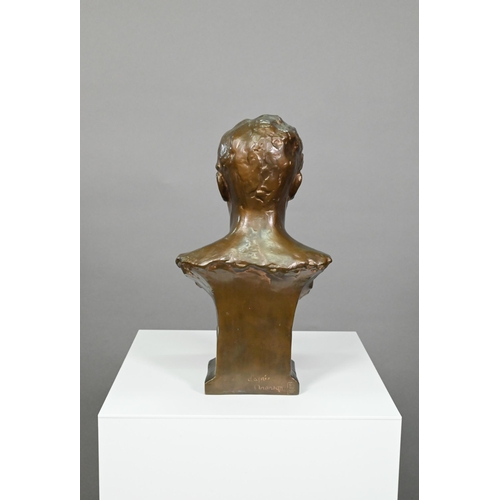 954 - A bronze bust of Pasteur, after Naoum Aronson, Morris Singer Foundry, London, 29 cm high