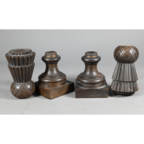 959 - A pair of 19th century heavy bronze 'thistle' doorstops, 20 cm high