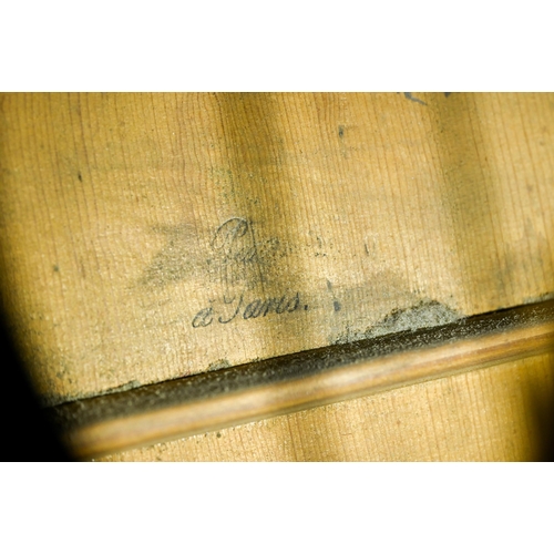 976 - A fine quality 19th century French guitar, with bird's eye maple body, length of back 42 cm, pine so... 