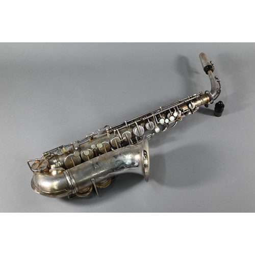 977 - A Hawkes & Son (Piccadilly Circus) silver-plated Alto saxophone, the XX Century, no. 55157, to/w... 