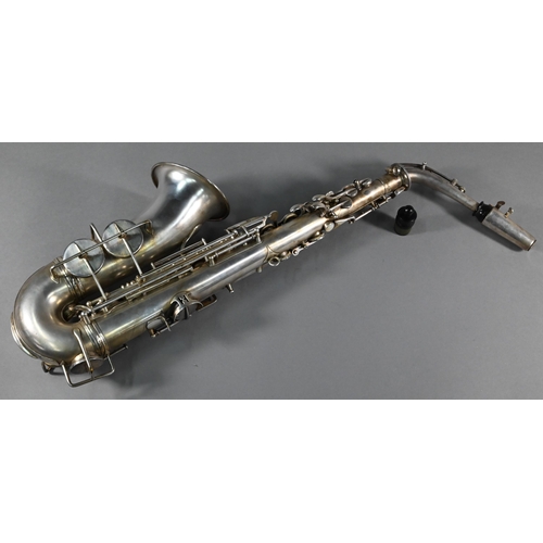 977 - A Hawkes & Son (Piccadilly Circus) silver-plated Alto saxophone, the XX Century, no. 55157, to/w... 