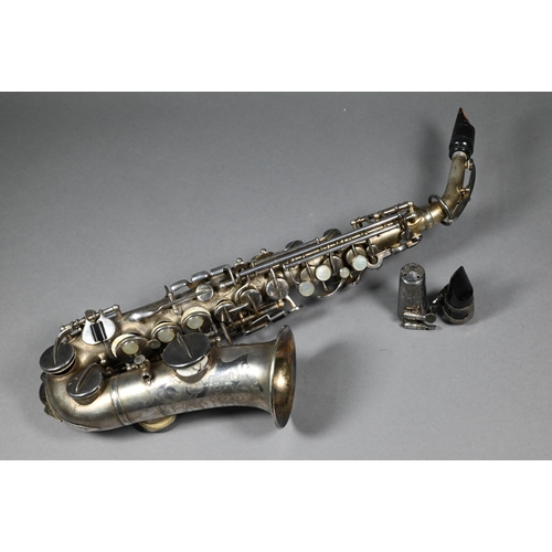 977 - A Hawkes & Son (Piccadilly Circus) silver-plated Alto saxophone, the XX Century, no. 55157, to/w... 