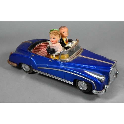 981 - A Chinese tinplate 'Photoing in Car' model - blue Bentley, with automaton driver, the passenger with... 