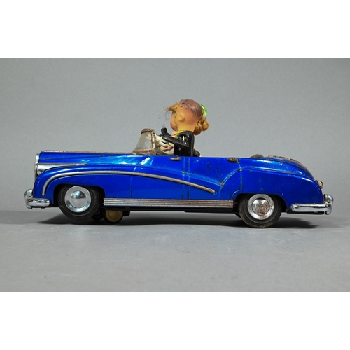 981 - A Chinese tinplate 'Photoing in Car' model - blue Bentley, with automaton driver, the passenger with... 