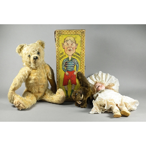 989 - A Simon & Halbig 1079 3 DEP bisque-headed girl doll with blond wig, sleeping blue eyes, pierced ... 