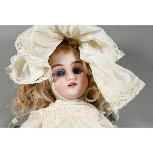 989 - A Simon & Halbig 1079 3 DEP bisque-headed girl doll with blond wig, sleeping blue eyes, pierced ... 