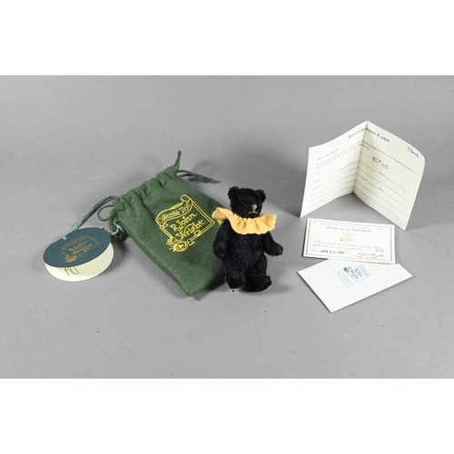 990 - R. John Wright Dolls Inc. black felt 'Bitty Bear' with ruff collar, limited edition 103/350, 10cm, c... 