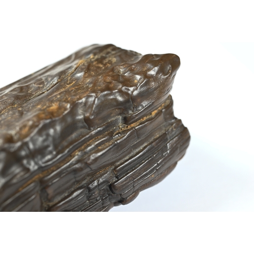 366 - A Chinese scholar's rock, gongshi, of rugged mountain form with dramatic textured surface, 12.5 cm h... 