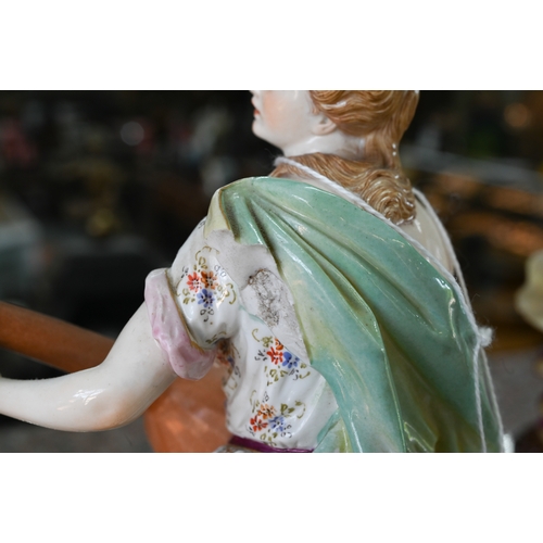 489 - AMENDED HEIGHT Two 19th century Meissen porcelain figures from the 'Emblematic of the Senses' series... 