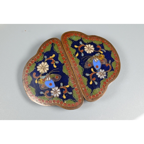 250 - A cloisonné enamel buckle, twenty-three flower decorated buttons, dress-clips, cufflinks etc