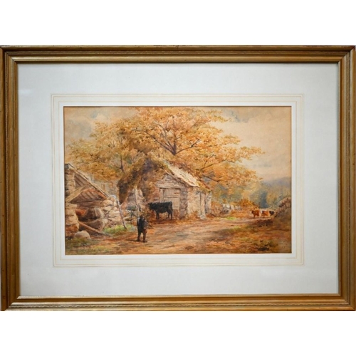 502 - Leopold Rivers (1852-1905) - 'Autumn', watercolour, signed lower left, 32 x 50 cm